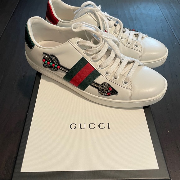 Gucci Ace Sneaker with Crystal Arrow Size 36 1/2 - Picture 6 of 10